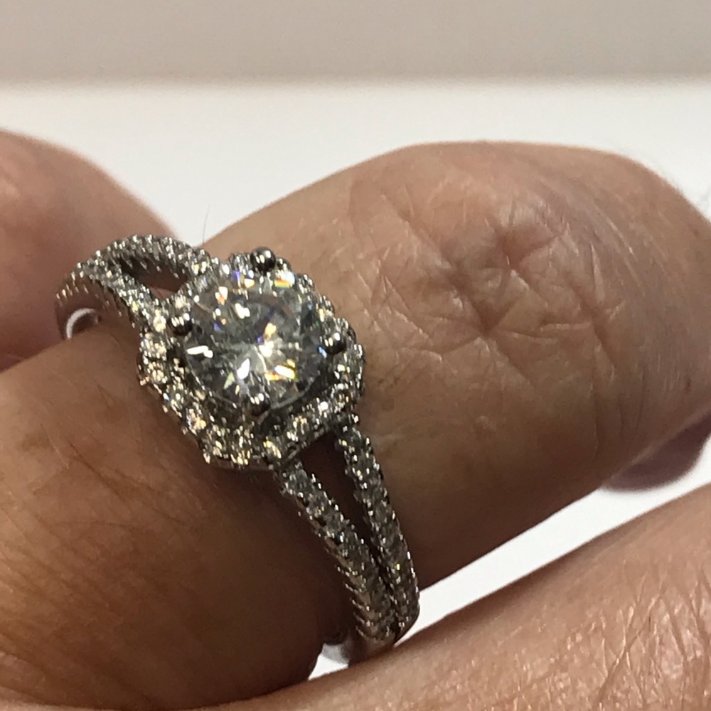 Sterling Silver Lab Diamond Engagement Ring